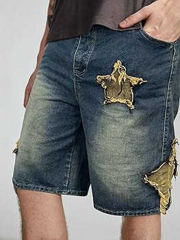 パンツ BELVET star logo denim jorts Star logo rigid Denim Jorts – BELVET